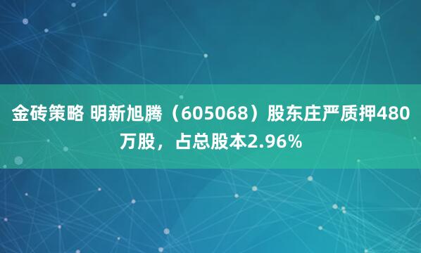金砖策略 明新旭腾（605068）股东庄严质押480万股，占总股本2.96%