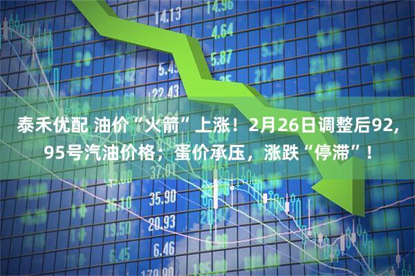 泰禾优配 油价“火箭”上涨！2月26日调整后92,95号汽油价格；蛋价承压，涨跌“停滞”！